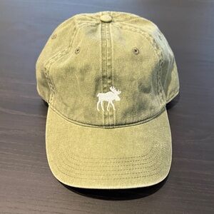 Olive Green Women’s Cap with Moose Embroidery
